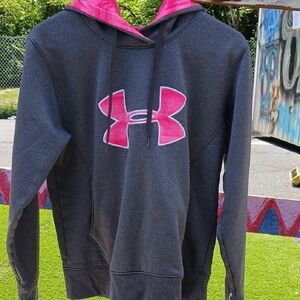 Under Armour Gray Hoodie with Pink Logo